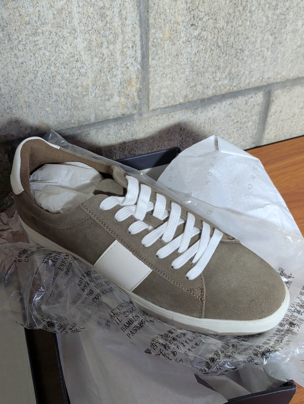 Joseph Abboud Suede Low-Top Sneakers with White Accent
